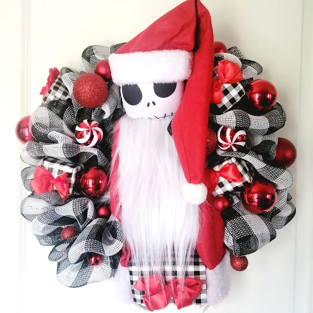 Nightmare Before Christmas Wreath Jack Skellington Deco Mesh Bow - Picture 1 of 6